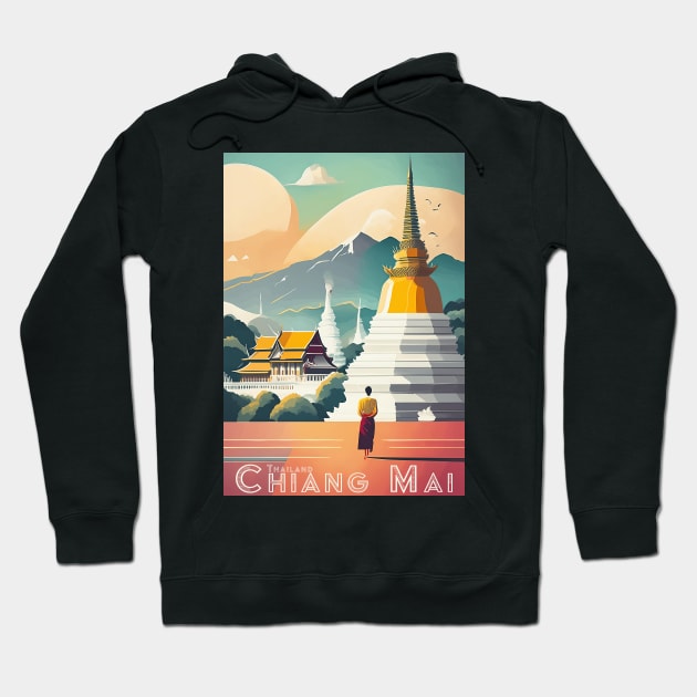 Vintage Retro Chiang Mai Serenity Hoodie by POD24